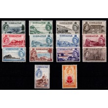 1953. Gibraltar. Dronning Elizabeth II. Komplet sæt. 